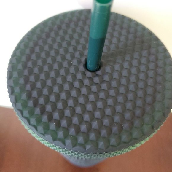 Starbucks 2022 Jelly Tinted Bling Dark Green Studded Cold Cup Tumbler 24oz - Picture 5 of 6